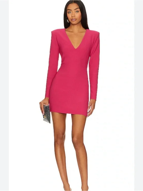Amanda Uprichard Winfrey Long Sleeve Mini Dress Magenta XS NWT - Picture 1 of 5